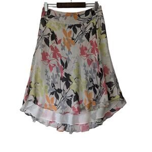 Alfani Womens Floral Silk Faux Wrap Skirt Sz 6 Fairy Feminine‎ Flowy Multi-Color